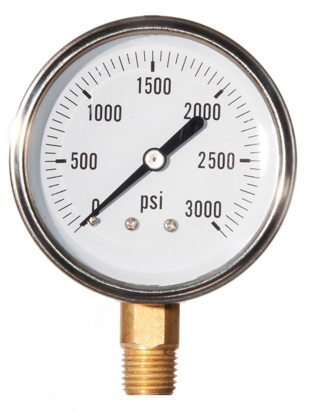 2" (50mm) 1/4 NPT with Standard Bottom Connection. Brass/Bronze Internals - Non-Filled Model T7 Gauge - 1/4" NPT with Standard Bottom Connection Non Filled